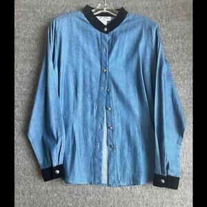 Vintage Side Saddle Denim Button-Up Shirt - Size 1XL